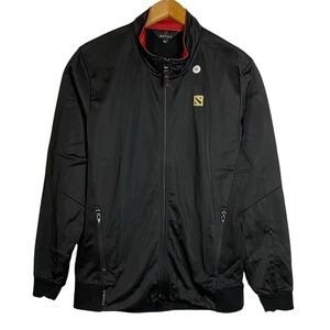 We Love Fine DOTA 2 Red Black Jacket Fleece Lined Mock Neck 3 Pockets Medium M